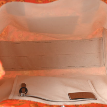 Loewe Canvas Calfskin Ibiza Floral Print Paulas Tote Orange 5 of 9