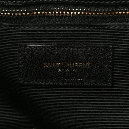 Saint Laurent Grain De Poudre Matelasse Chevron Monogram Shopping Bag Black 6 of 13