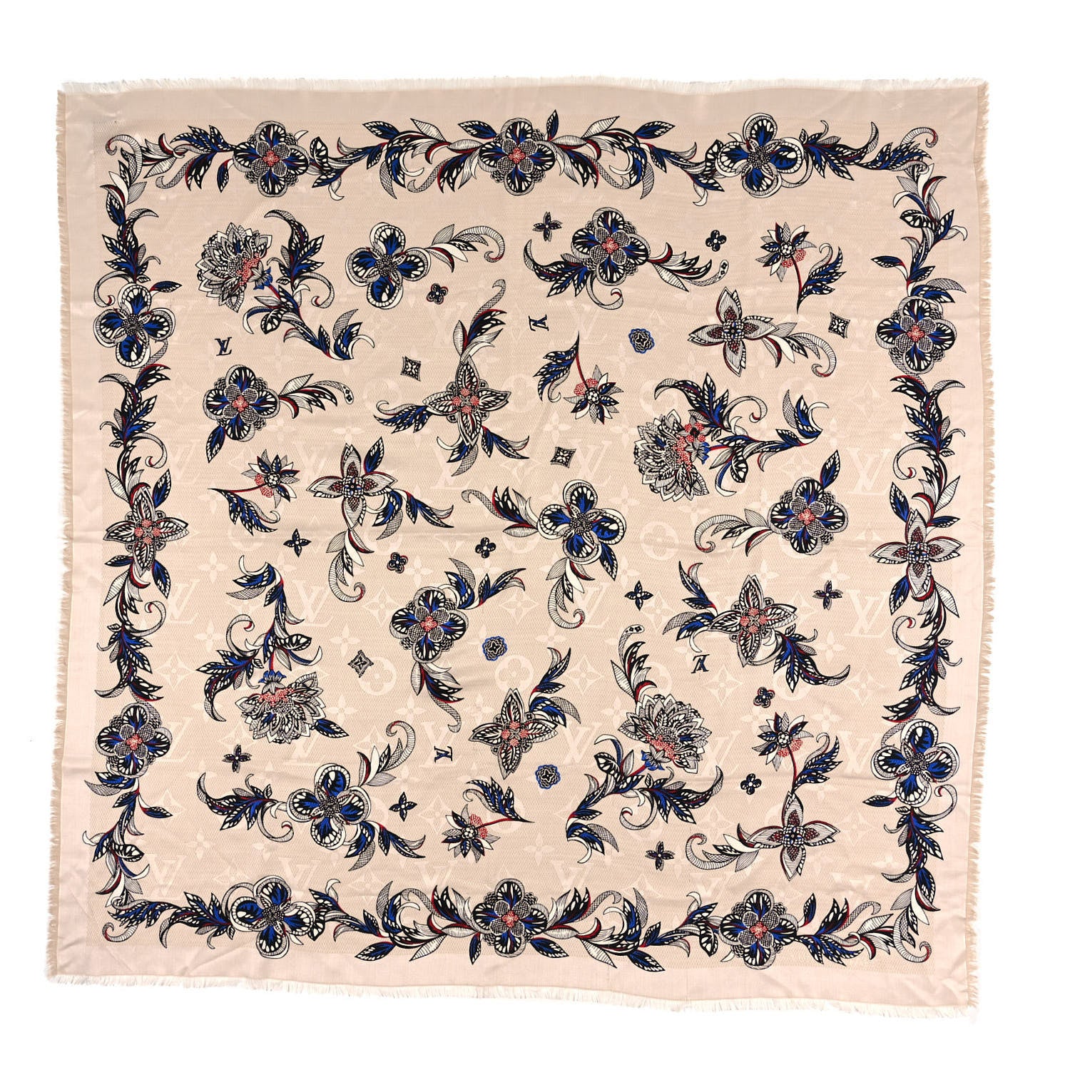Louis Vuitton Silk Wool Beyond Flower Monogram Shawl Beige 1 of 3