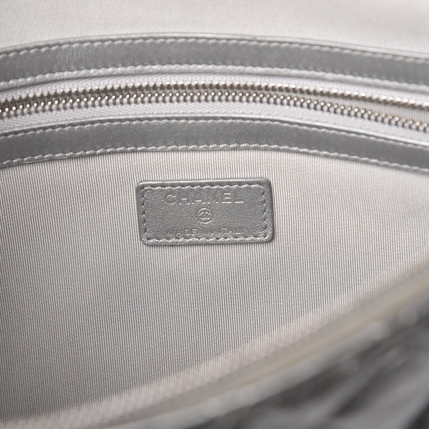 Chanel Metallic Calfskin Quilted Large Cosmo Cosmetic Case Silver 6 of 9