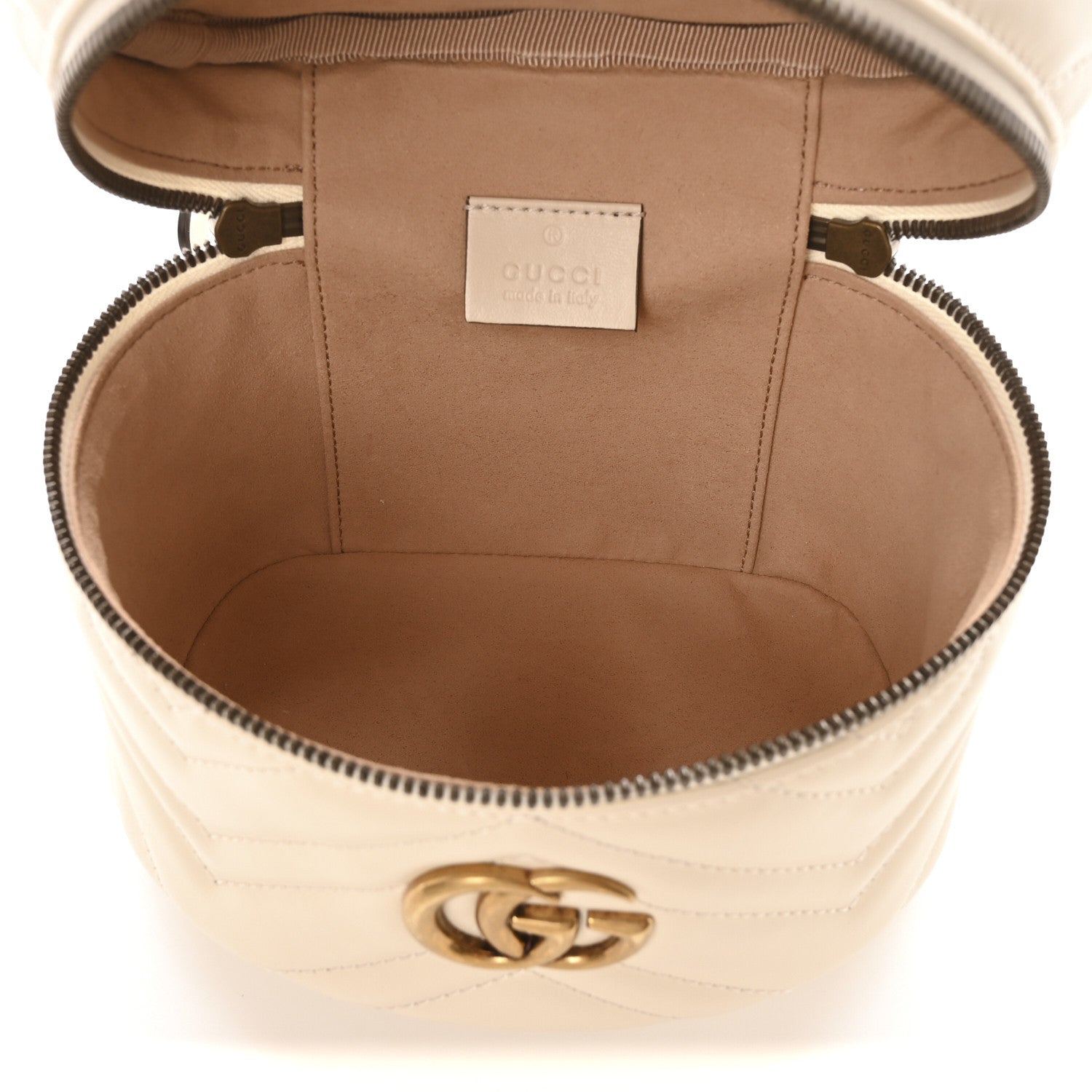 Gucci Calfskin Matelasse Mini GG Marmont Round Backpack White 5 of 11
