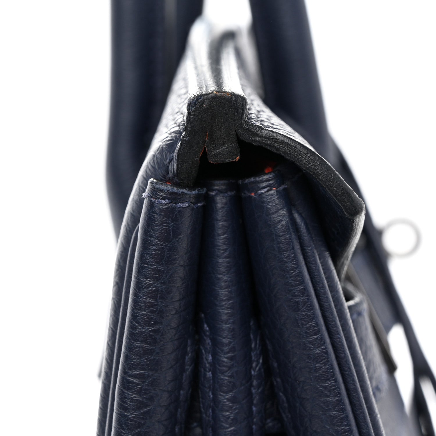 Hermes Togo Birkin Verso 30 Bleu Nuit Orange Poppy 10 of 11