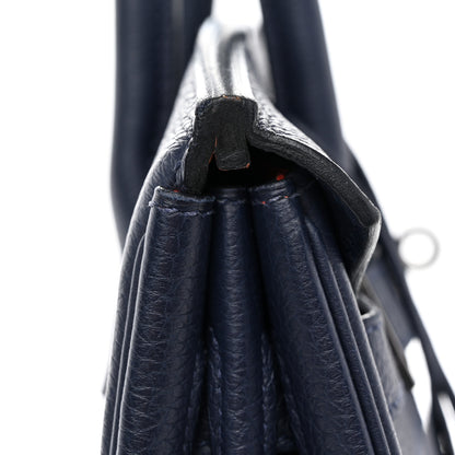 Hermes Togo Birkin Verso 30 Bleu Nuit Orange Poppy 10 of 11