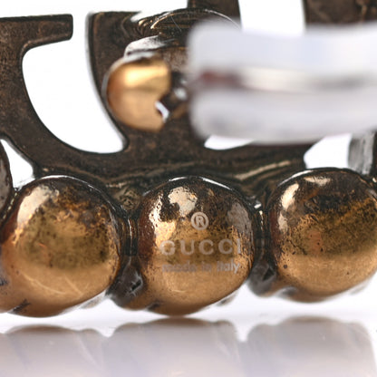 Gucci Metal Crystal Double G Clip On Earrings Aged Gold 4 of 4