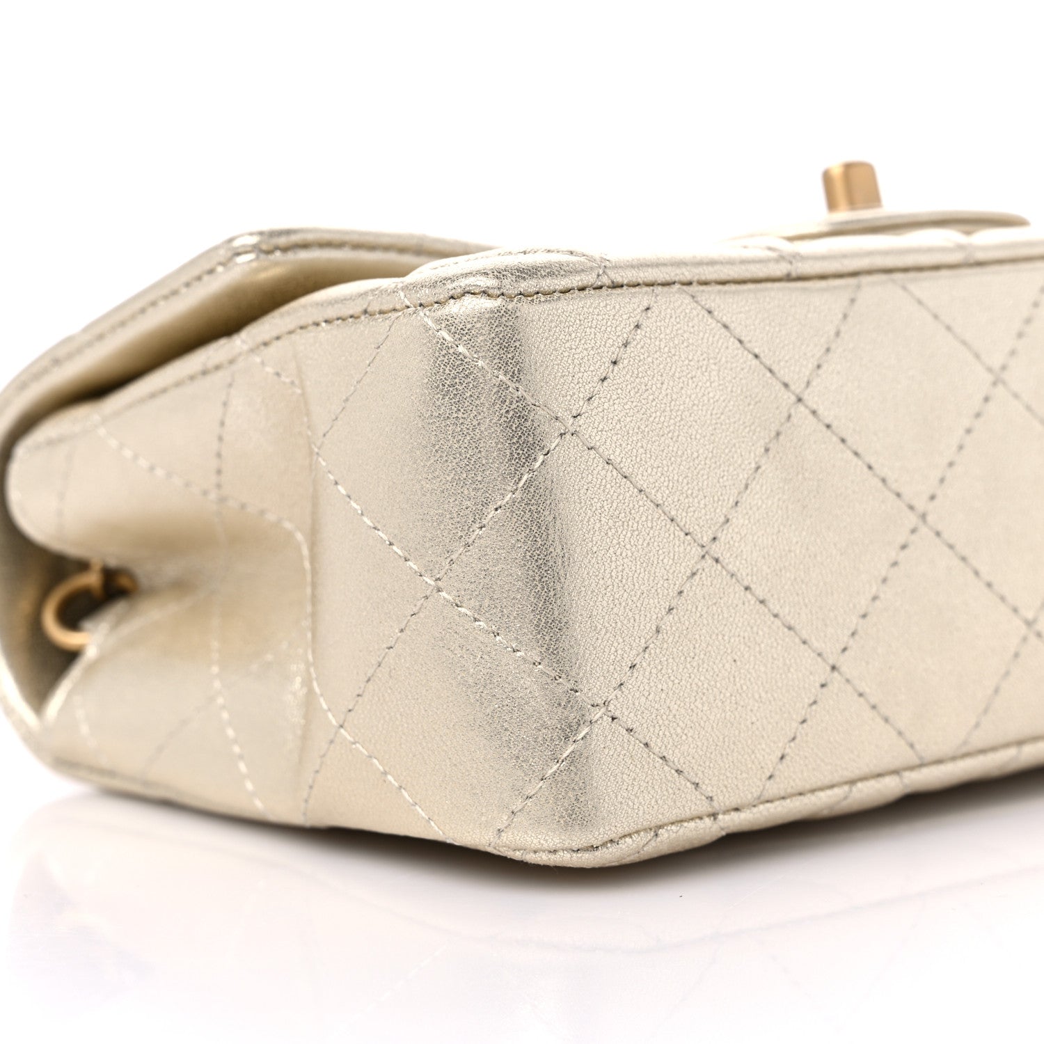 Chanel Metallic Lambskin Quilted Mini Rectangular Flap Gold 8 of 10