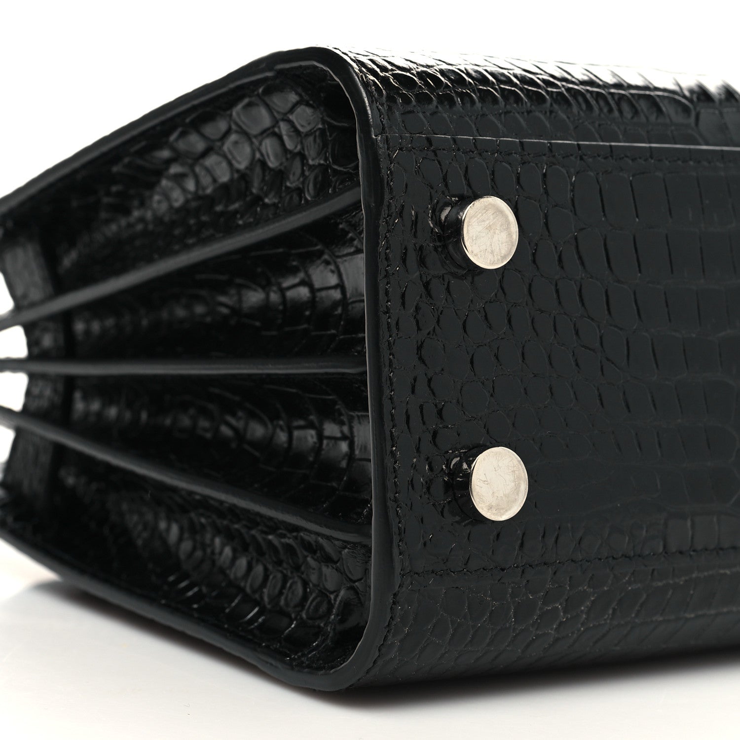 Saint Laurent Calfskin Crocodile Embossed Nano Sac De Jour Black 9 of 10