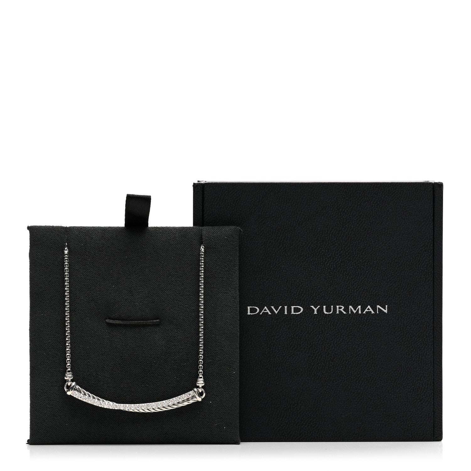 David Yurman Sterling Silver Diamond Crossover Bar Necklace 5 of 5