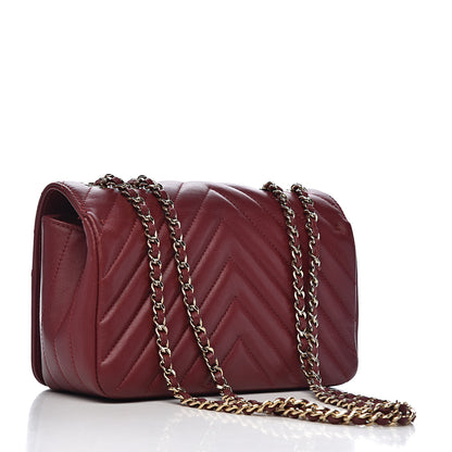 Chanel Calfskin Chevron Quilted Mini Statement Flap Burgundy 3 of 11