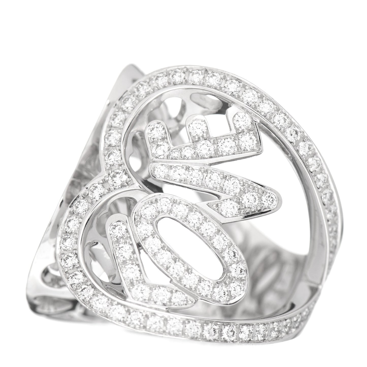 18K White Gold Diamond Love Hearts Ring 53 6.5