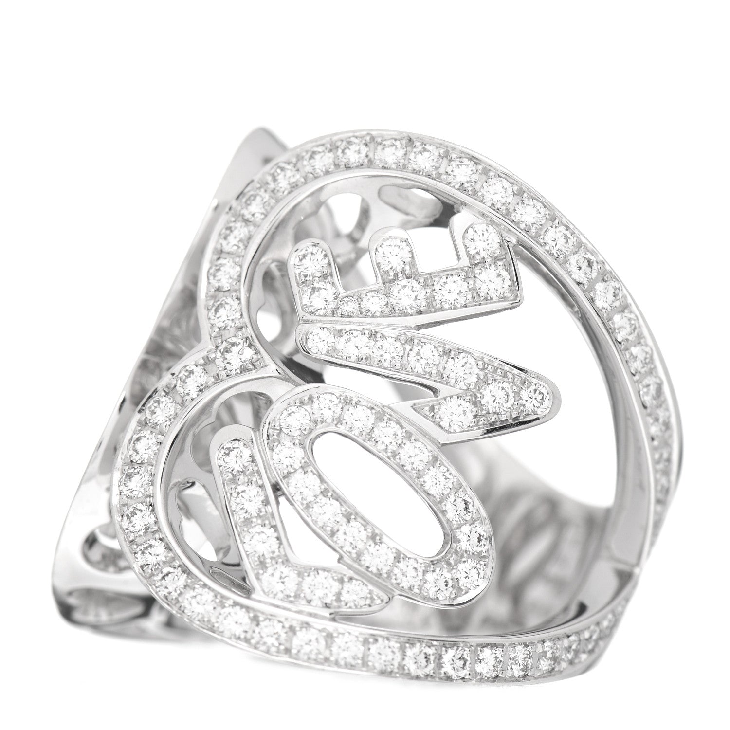 Chopard 18K White Gold Diamond Love Hearts Ring 53 6.5 3 of 6