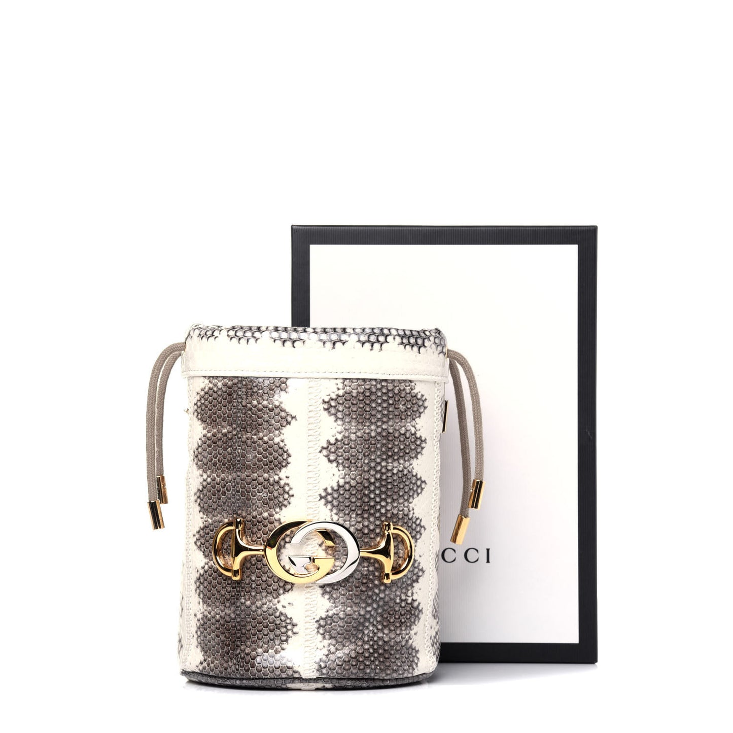 Snakeskin Mini Zumi Bucket Bag Grey