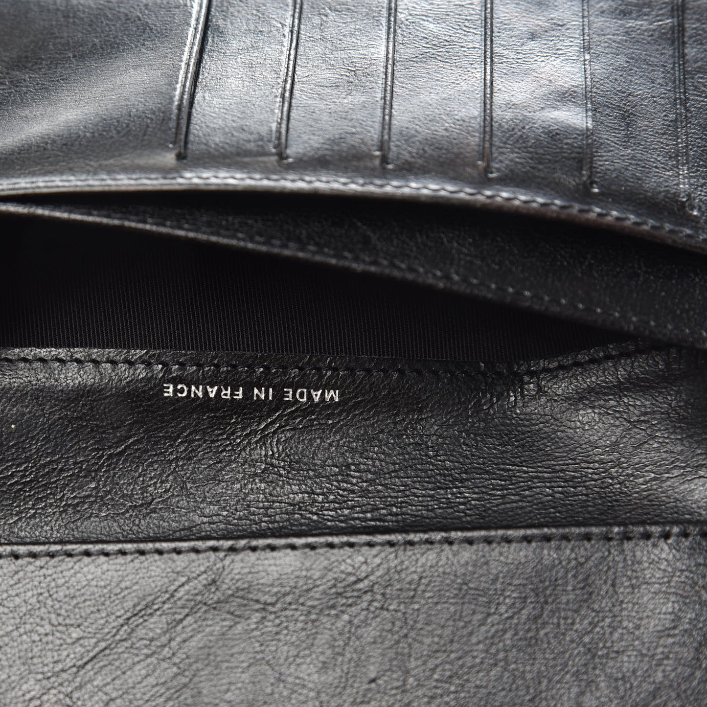 Calfskin Quilted Large Flap Wallet Black
