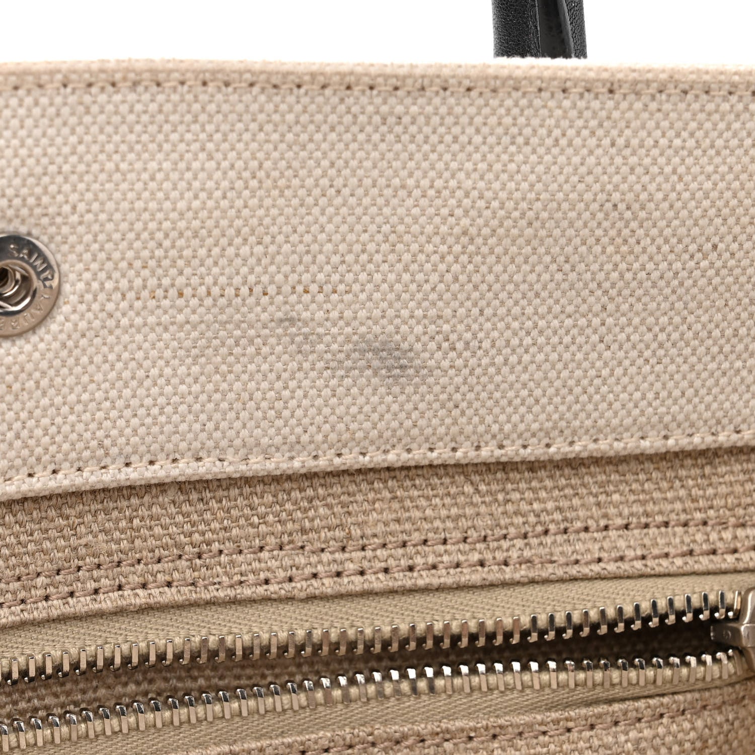 Saint Laurent Linen Calfskin Small Rive Gauche Tote Greggio Natural 16 of 16
