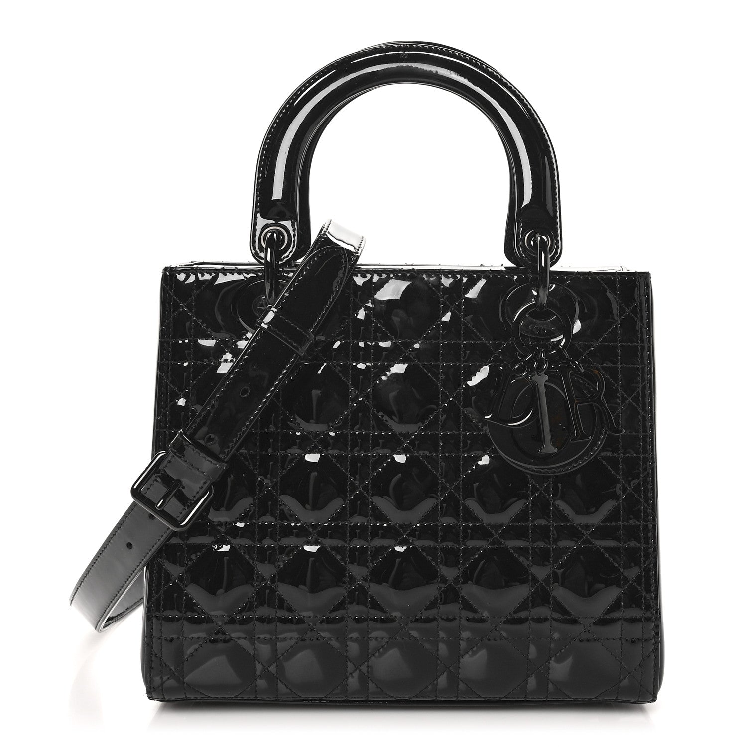 Christian Dior Ultraglossy Patent Cannage Medium Lady Dior Black 1 of 10