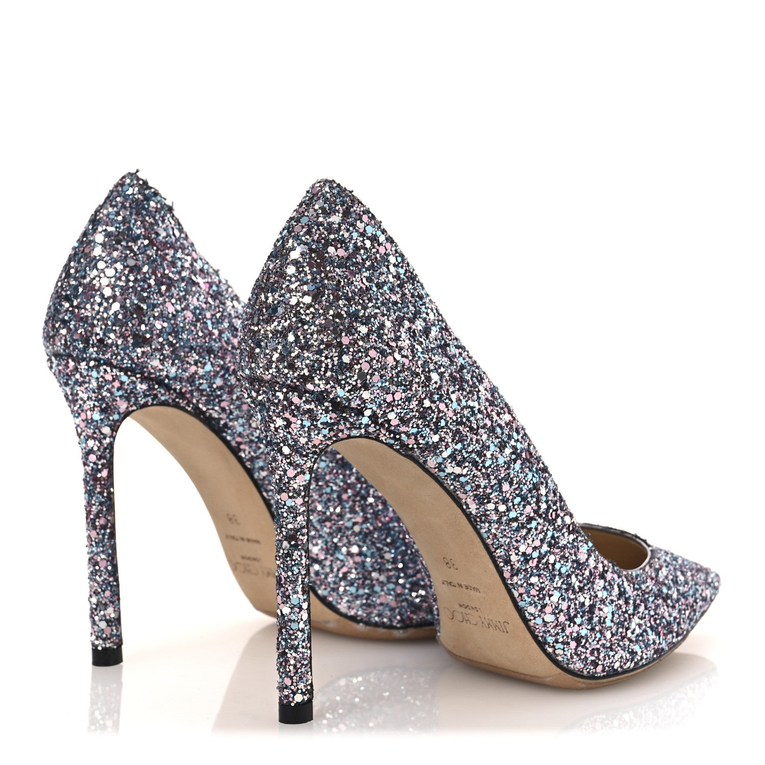 Jimmy Choo Coarse Glitter Degrade Pointy Toe Romy 100 Pumps 40 Bubblegum Multicolor 14 of 36