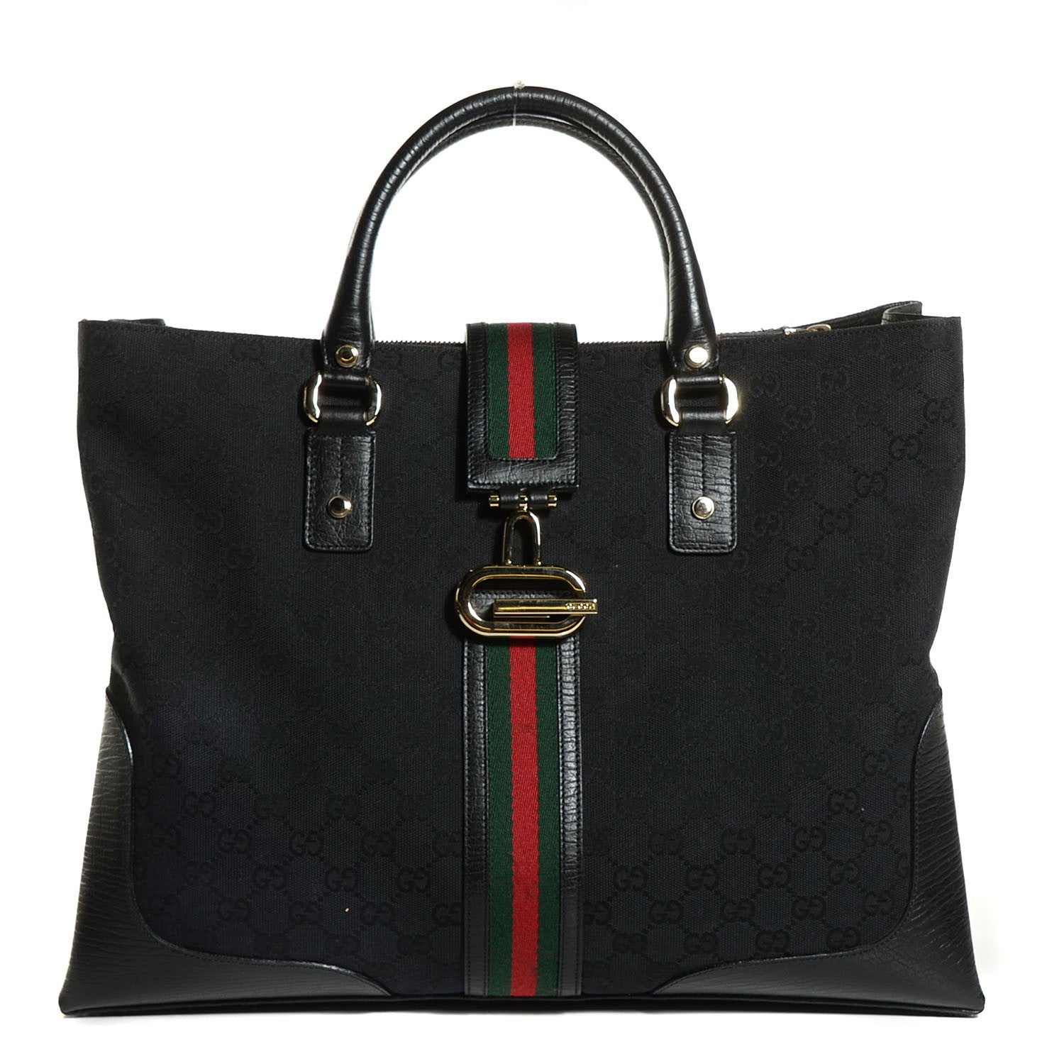 Gucci Monogram Web Large Junco Tote Black 1 of 7