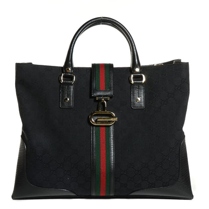 Gucci Monogram Web Large Junco Tote Black 1 of 7
