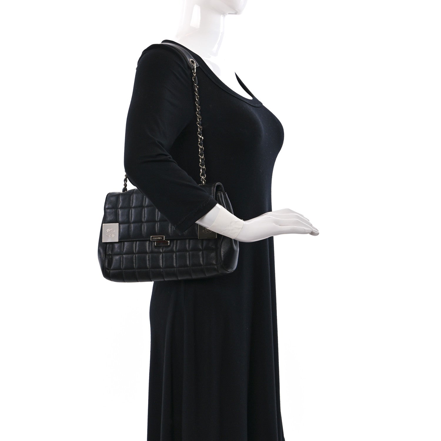 Chanel Lambskin Quilted Chocolate Bar Chain Flap Black 2 of 9