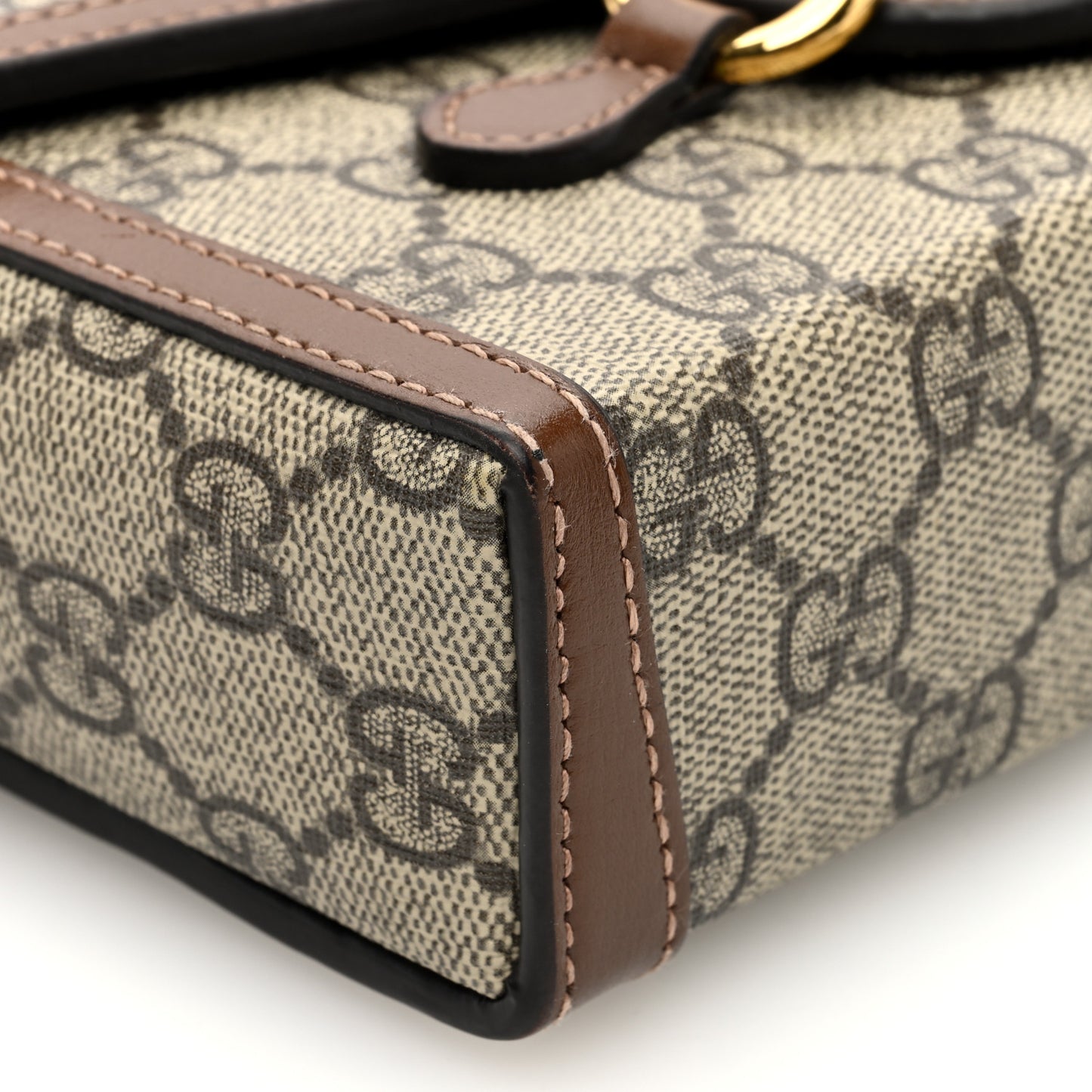 GG Supreme Monogram Mini Horsebit 1955 Shoulder Bag Beige Brown Sugar