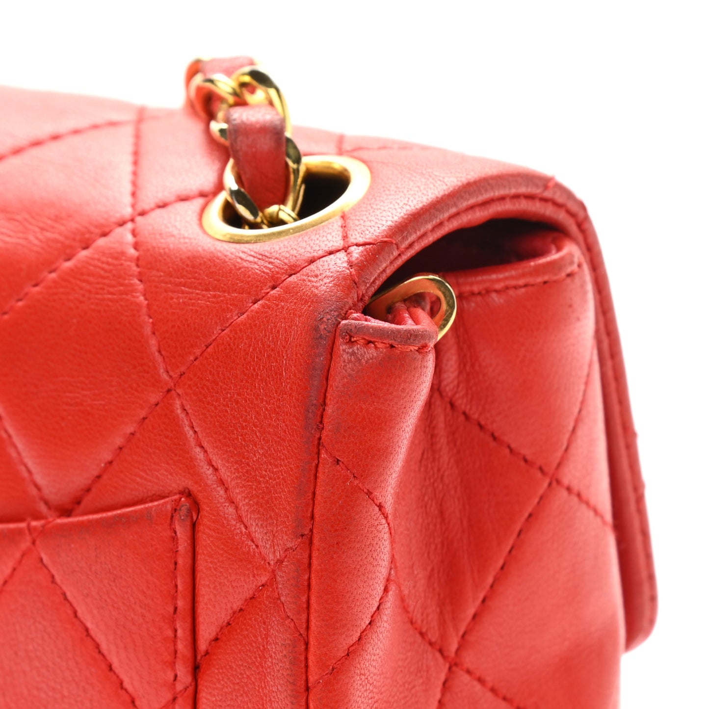 Lambskin Quilted Mini Square Flap Red