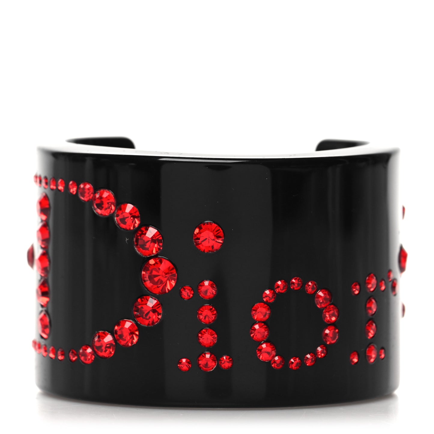 Resin Stud Logo Cuff Bracelet Black Red