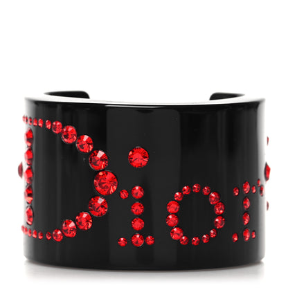 Christian Dior Resin Stud Logo Cuff Bracelet Black Red 1 of 3