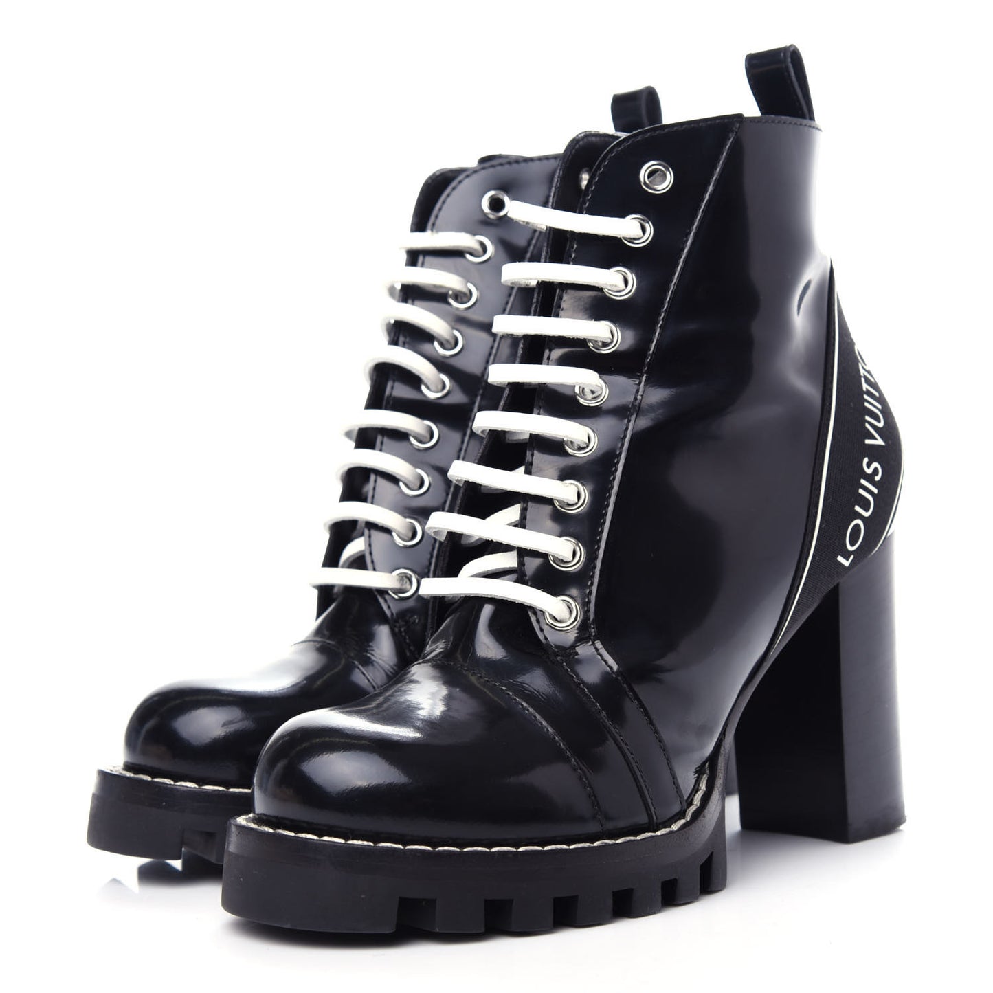 Glazed Calfskin Star Trail Ankle Boots 37 Black
