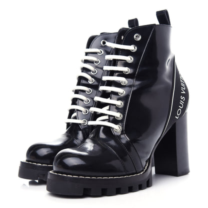 Louis Vuitton Glazed Calfskin Star Trail Ankle Boots 37 Black 3 of 10
