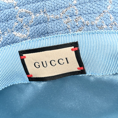Gucci Canvas Lame GG Monogram Bucket Hat M Light Blue Silver 8 of 8