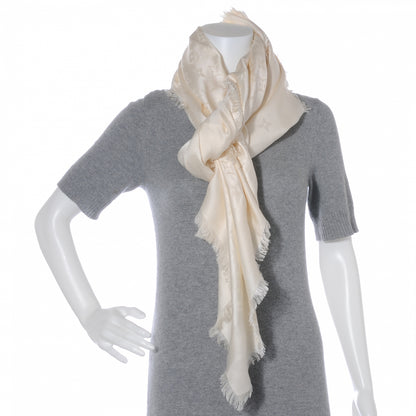 Louis Vuitton Silk Wool Monogram Shawl White 5 of 7