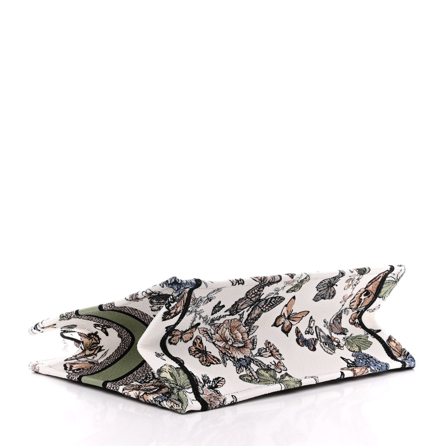 Canvas Embroidered Toile de Jouy Mexico Medium Book Tote White Multicolor