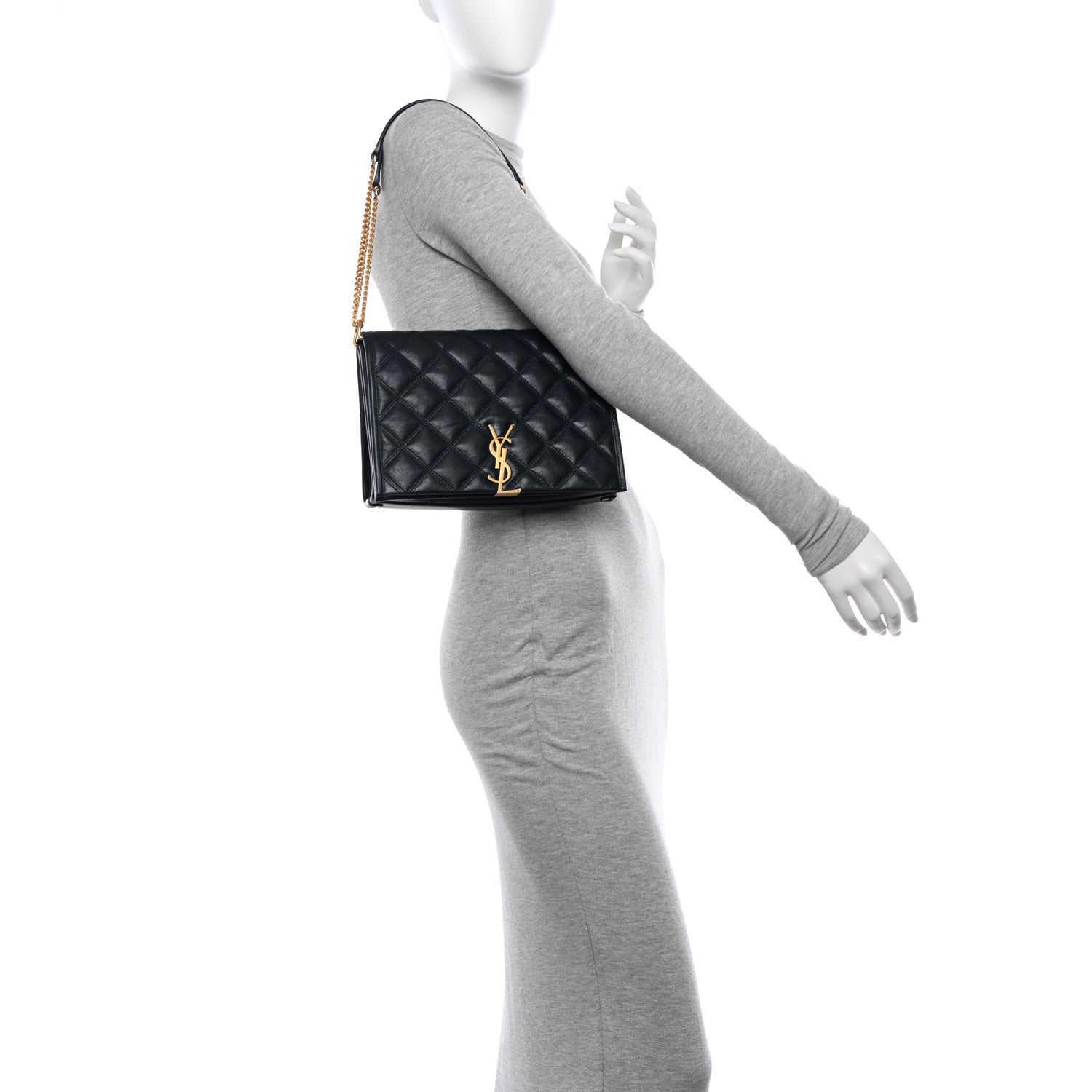 Saint Laurent Lambskin Quilted Mini Becky Chain Bag Deep Marine 2 of 11