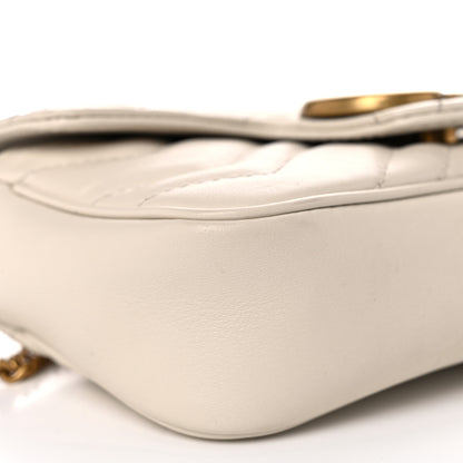 Gucci Calfskin Matelasse Super Mini GG Marmont Shoulder Bag White 8 of 11