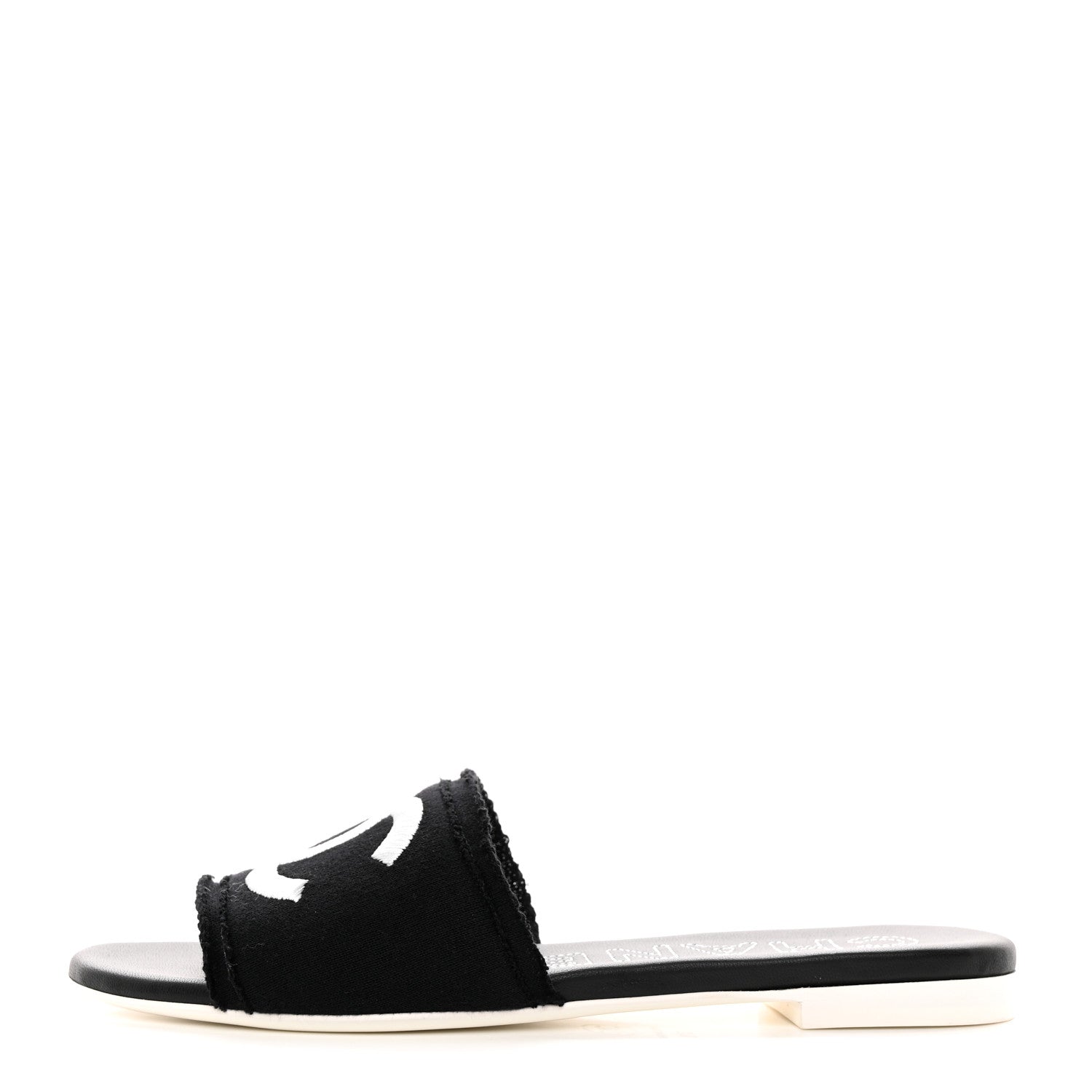 Chanel Jersey Knit CC Mules 37.5 Black 1 of 9