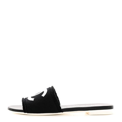 Chanel Jersey Knit CC Mules 37.5 Black 1 of 9