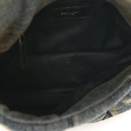 Saint Laurent Denim Quilted Small Loulou Puffer Monogram Chain Satchel Blue Cinnamon 6 of 9