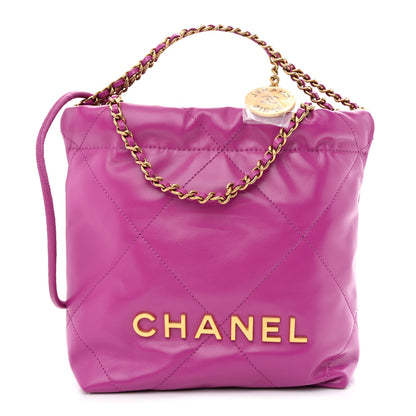 Chanel Shiny Calfskin Quilted Mini Chanel 22 Purple 1 of 11