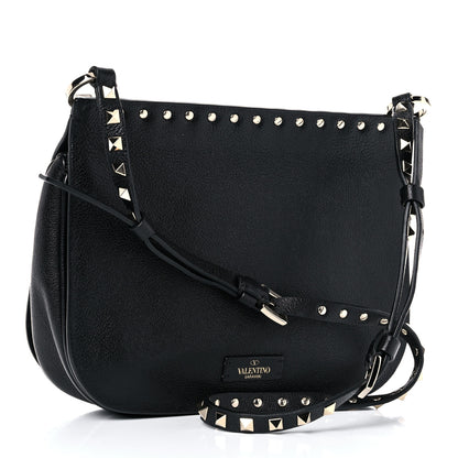 Valentino Garavani Pebbled Calfskin Rockstud Crossbody Saddle Bag Black 2 of 13