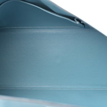 Hermes Taurillon Clemence Shoulder Kelly 42 Blue Jean 5 of 12