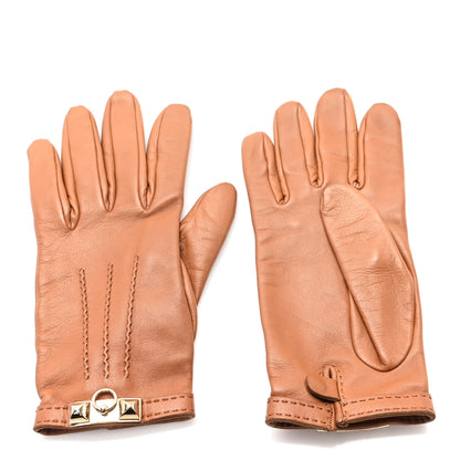 Hermes Lambskin Collier De Chien Gloves 7.5 Brown 2 of 4