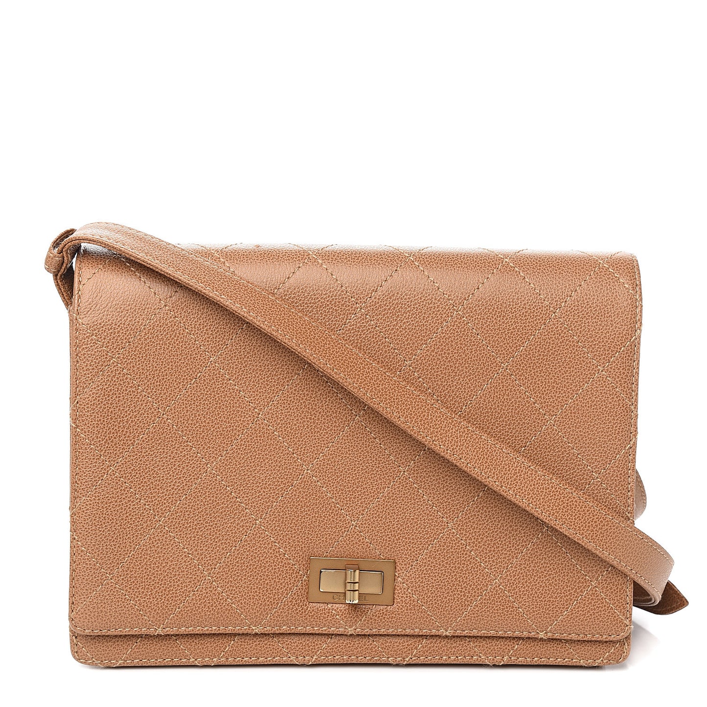 Calfskin Stitched Mademoiselle Flap Brown