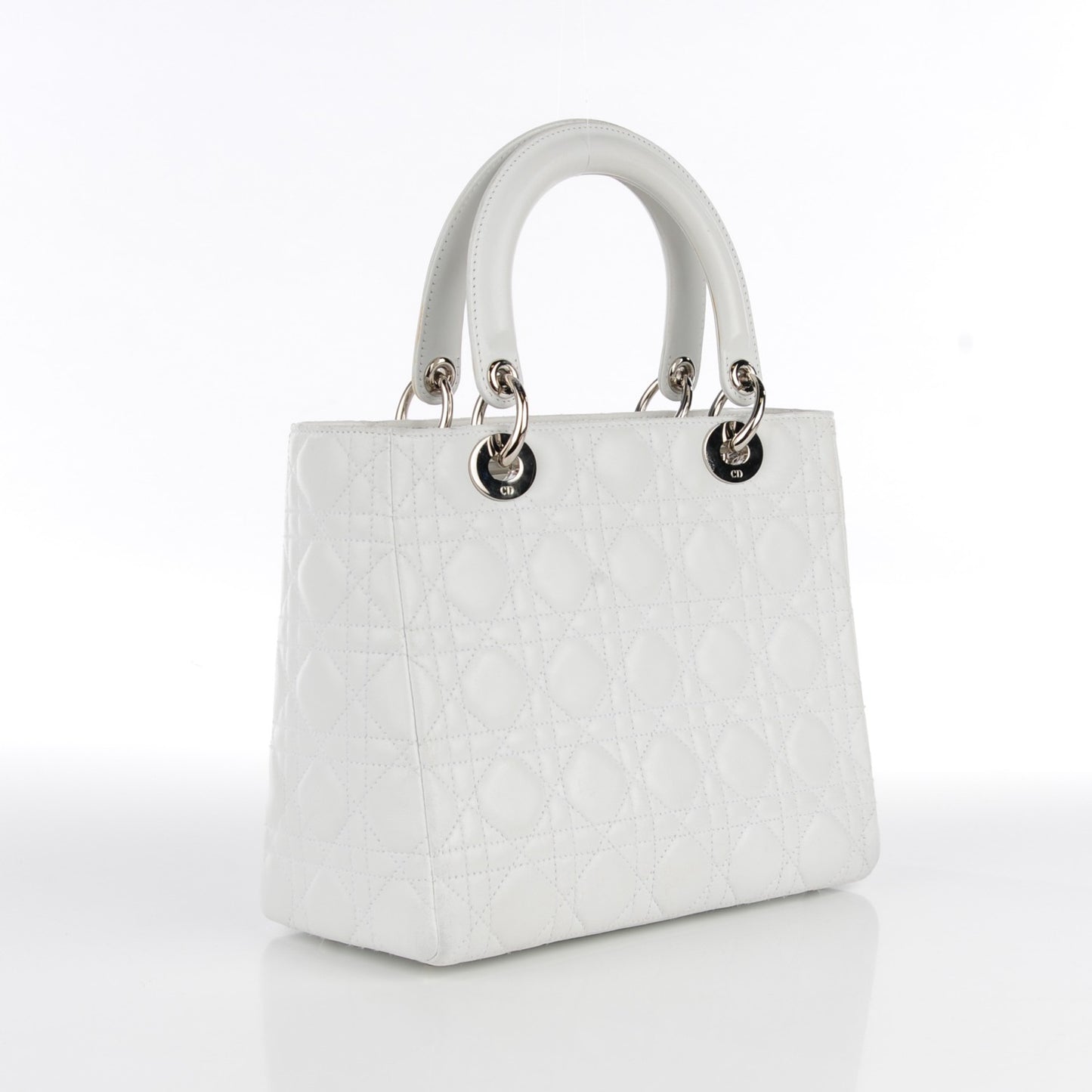 Lambskin Cannage Medium Lady Dior White
