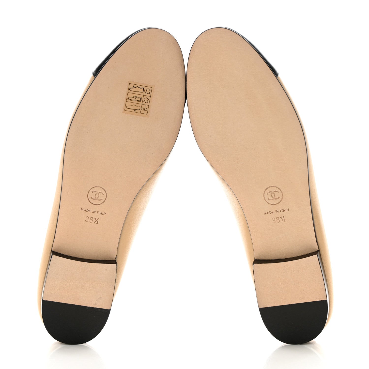 Chanel Lambskin Cap Toe Ballerina Flats 38.5 Beige Black 5 of 10