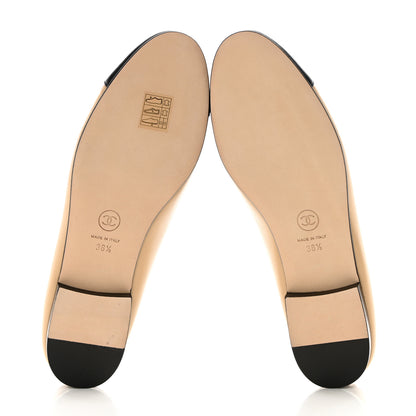 Chanel Lambskin Cap Toe Ballerina Flats 38.5 Beige Black 5 of 10