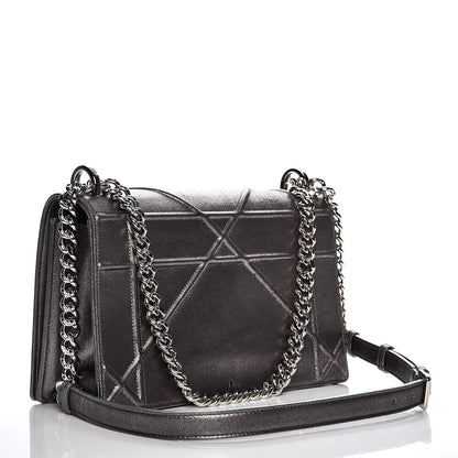 Christian Dior Metallic Brushed Calfskin Medium Diorama Flap Bag Titanium 3 of 10