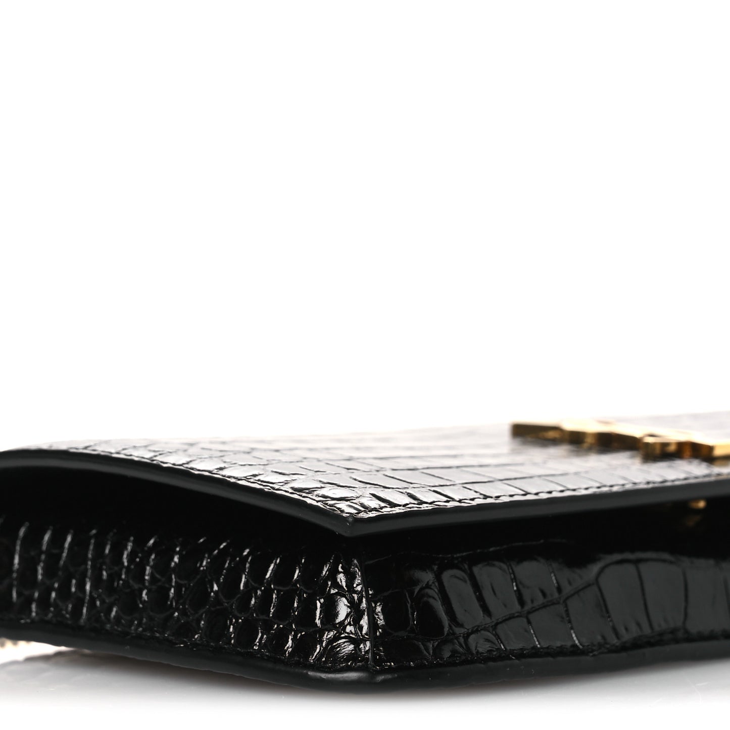 Crocodile Embossed Monogram Phone Holder Crossbody Black