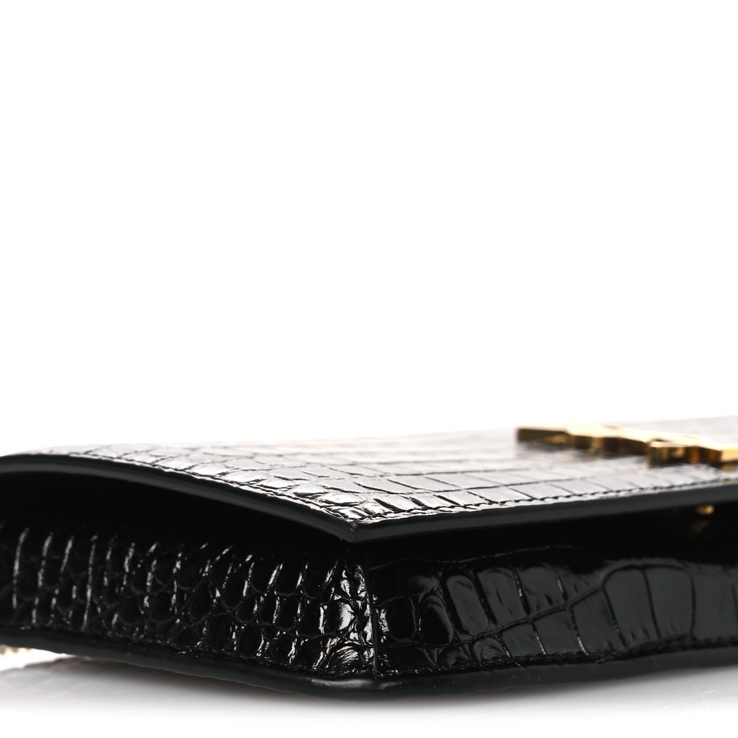 Saint Laurent Crocodile Embossed Monogram Phone Holder Crossbody Black 9 of 10