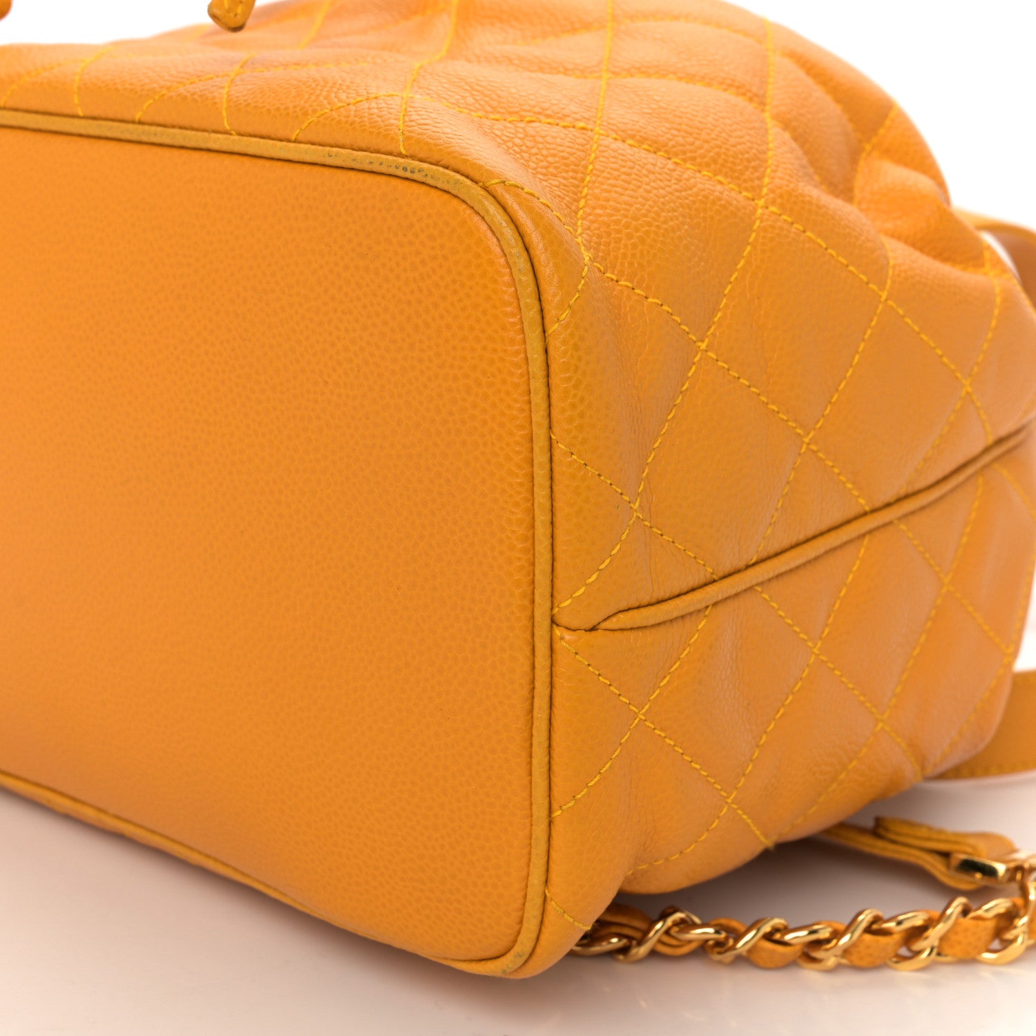 Chanel Caviar Quilted Drawstring Backpack Yellow 10 of 15
