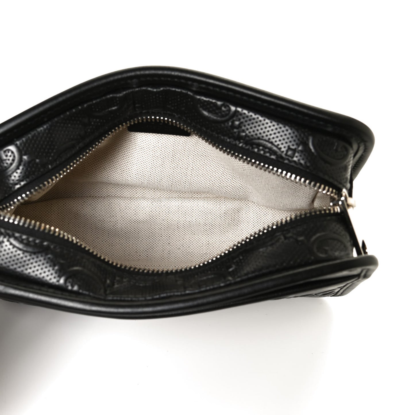 Calfskin GG Tennis Embossed Cosmetic Case Black