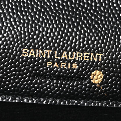 Saint Laurent Grain De Poudre Matelasse Chevron Monogram Envelope Chain Wallet Black 6 of 10